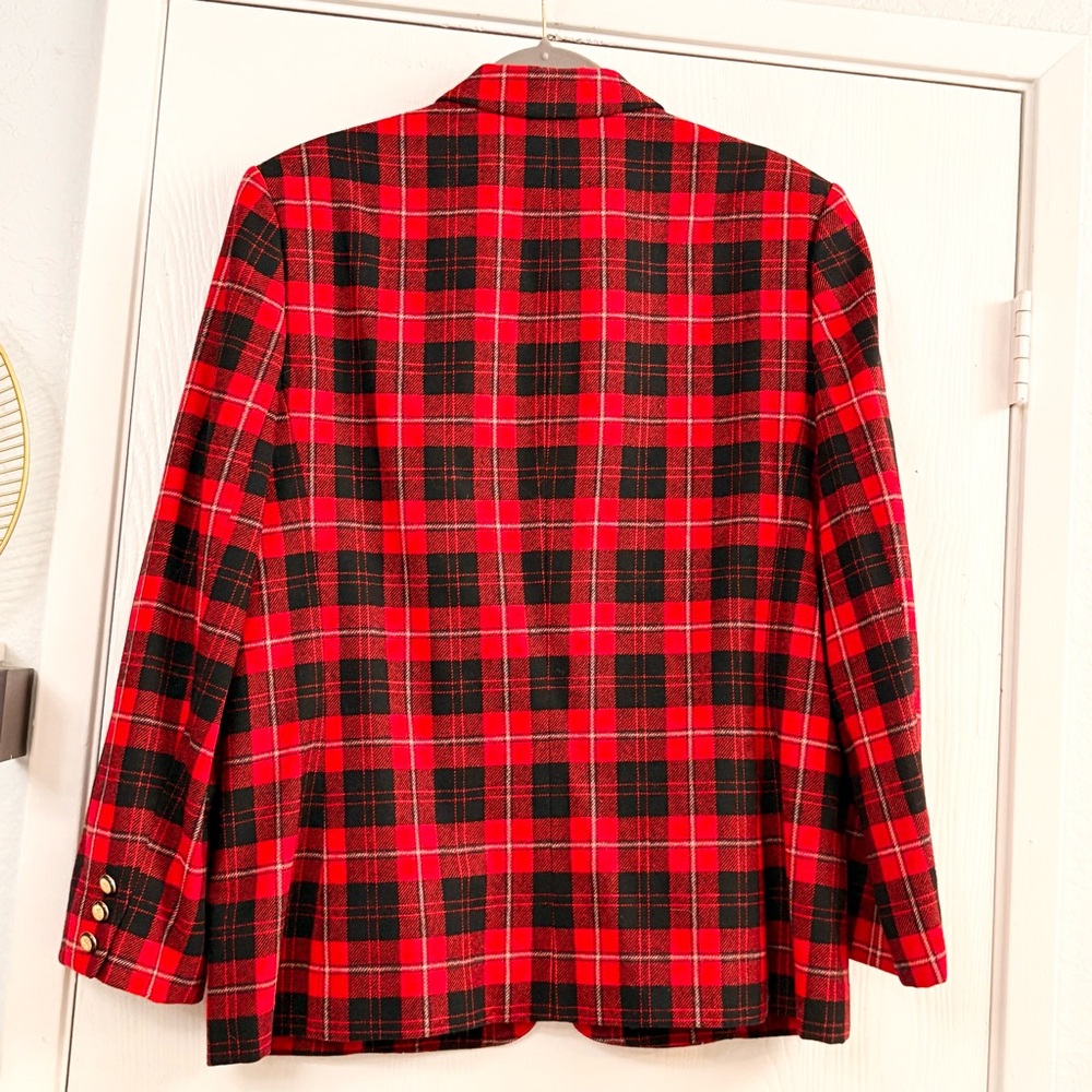 Pendleton Virgin Wool Lightweight Plaid Black Red… - image 2